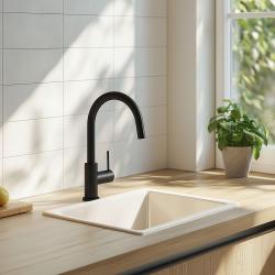 Ausmann Ceramic Ember Cerámica Blanca Cuadrada Lavabo de Superficie y Subsuperficie 40 x 40 cm con tapón de acero inoxidable 1208970094