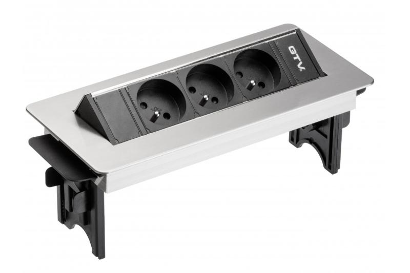 Cable alargador de escritorio sin caja, enchufe triple con toma de tierra, cable de alimentación de 1,5 m con enchufe, acero inoxidable.