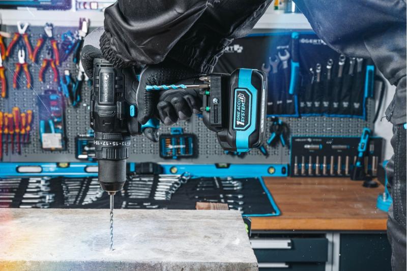 Högert potente taladro percutor a batería, sin escobillas, 18V