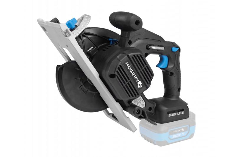 HÖGERT sierra circular a batería, 18V, sin batería, conexión para aspiradora.