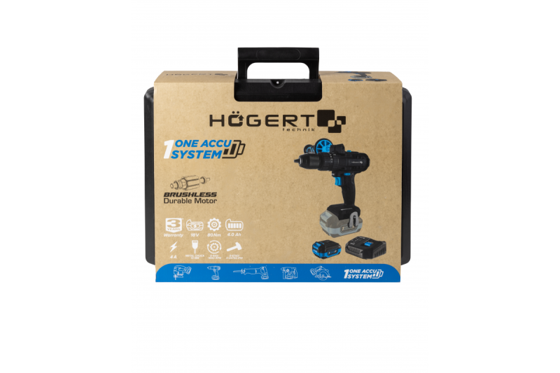 HÖGERT taladro percutor inalámbrico, 18V para ladrillo, piedra, madera, metal y plástico.