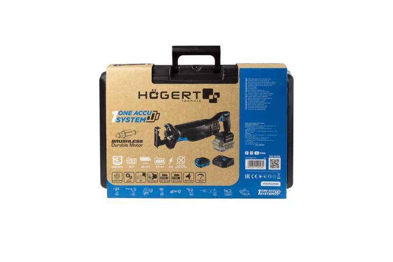 HÖGERT set de sierra recíproca a batería, 18V, sin escobillas, batería, cargador, accesorios
