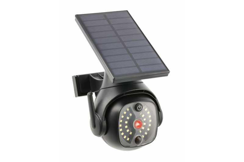 Luz de inundación solar con sensor de movimiento y crepúsculo GUARDOS, LED, 300lm, 6400K, 1200mAh, IP65, cámara simulada