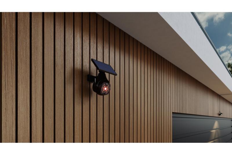 Luz de inundación solar con sensor de movimiento y crepúsculo GUARDOS, LED, 300lm, 6400K, 1200mAh, IP65, cámara simulada