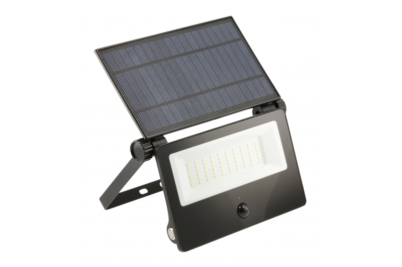 Luz de inundación solar LUMOS II, LED, 3000lm, 6400K, 2x2600mAh reemplazable, IP65, negro