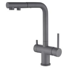 Ausmann Ellington Grifo de Cocina de 3 Vías con Caño Extraíble y Agua Filtrada – Gris- 1208970494