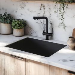 Ausmann Ellington Grifo de Cocina de 3 Vías con Caño Extraíble y Agua Filtrada – Negro - 1208970497