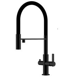 Ausmann Claridge Grifo de Cocina de 3 Vías con Caño Flexible y Agua Filtrada – Antracita – 1208970500