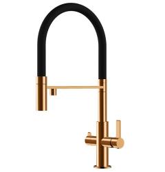 Ausmann Claridge Grifo de Cocina de 3 Vías con Caño Flexible y Agua Filtrada – Cobre - 1208970503