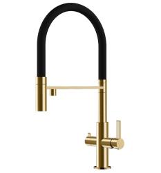 Ausmann Claridge Grifo de Cocina de 3 Vías con Caño Flexible y Agua Filtrada – Oro - 1208970504