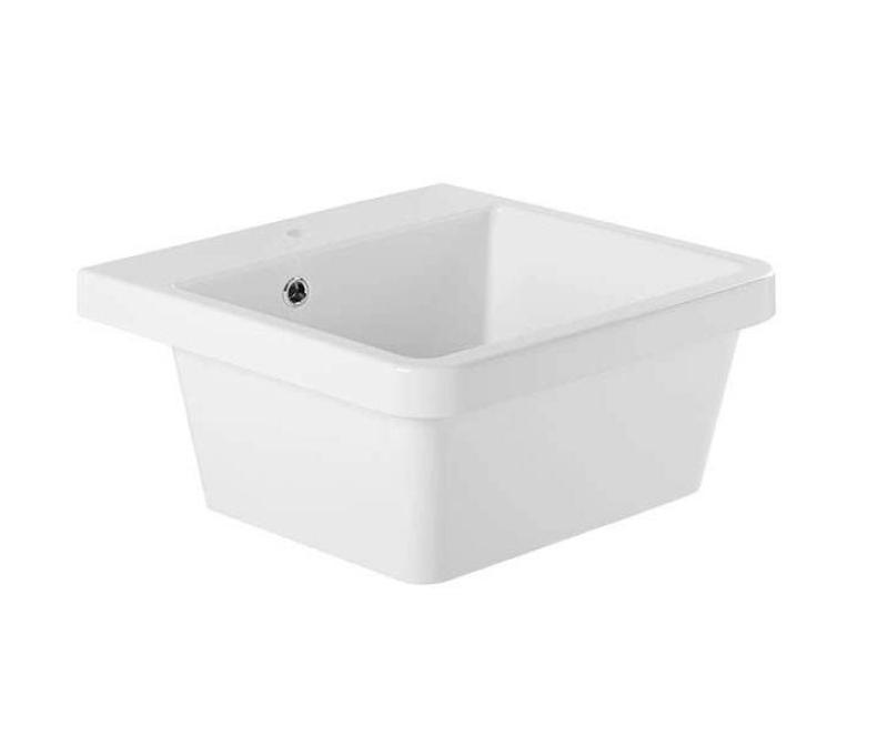 Ausmann Ceramic Frost Fregadero de Cerámica Blanco - Sobre encimera 510 x 506 mm con plataforma para grifo 1208970516