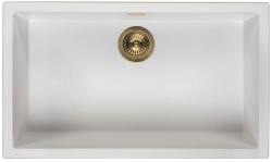 Lavabo Blanco Grande 70x40 cm para Montaje bajo, Montaje sobre encimera y Montaje a ras con Tapón Dorado 1208970522.