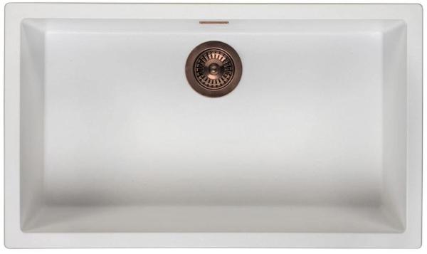 Lavabo Grande Blanco 70x40 cm Bajo encimera, Sobre encimera y Enrasado con Tapón de Cobre 1208970523