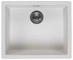 Lavabo Blanco 50x40 cm para Montaje Bajo, Sobre y Al Ras con Tapón de Metal de Arma 1208970529.