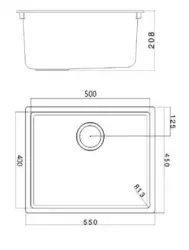 Lavabo Blanco 50x40 cm para Montaje Inferior, Superior y Integrado con Tapón Blanco 1208970531