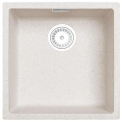Fregadero de Arena Blanco Crema 40x40 cm de Montaje Bajo Encimera, Sobre Encimera y a Ras de Encimera con Tapón Blanco 1208970541