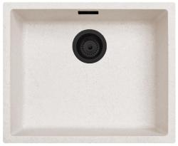 Lavabo de Arena Blanco Crema 50x40 cm para Montaje Inferior, Superior y al Ras con Tapón Negro Mate 1208970545