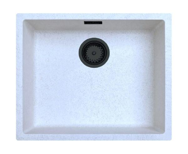 Lavabo de Arena Blanco Crema 50x40 cm para Montaje Inferior, Superior y al Ras con Tapón Negro Mate 1208970545