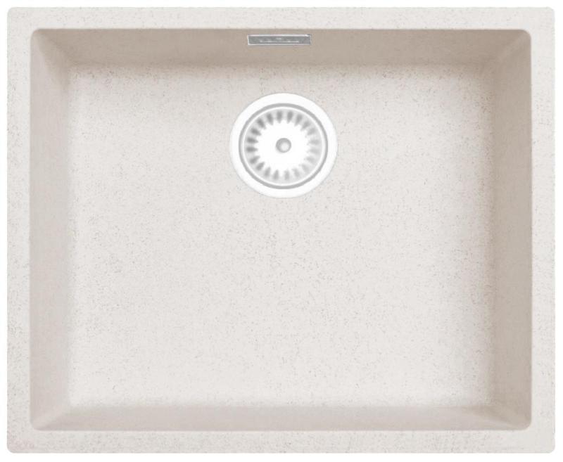 Lavabo de Arena Blanca Crema 50x40 cm para Montaje Inferior, Superior y a Ras con Tapón Blanco 1208970546