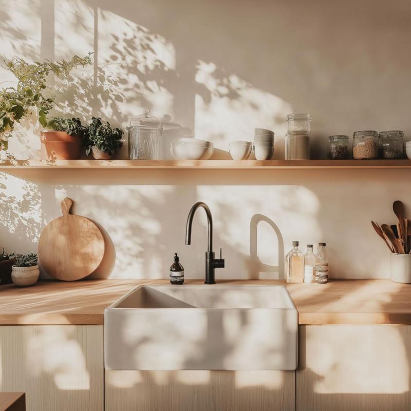 Ausmann Ceramic Panor Shade Fregadero Butler cerámico blanco - Bajo encimera y entre encimeras 630 x 597 mm con banco para grifo y tapón Gun metal 1208970551