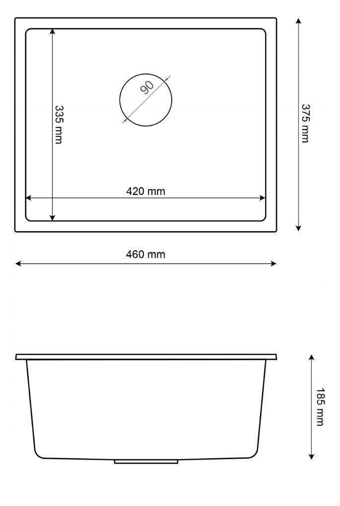 Graniteland Solo Fregadero de granito gris bajo encimera 42x34 cm con tapón de acero inoxidable 1208970569.