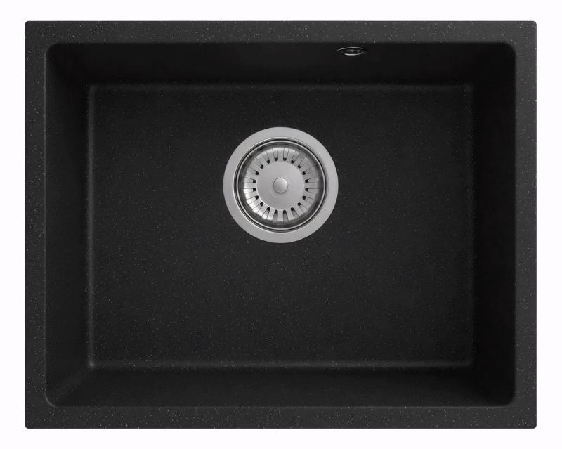 Graniteland Solo Granito negro piedra azul fregadero bajo encimera 42x34 cm con tapón de acero inoxidable 1208970606.