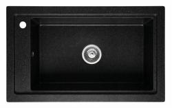 Graniteland Magra Granitos negro arduína piedra dura Fregadero de montaje 686x427 mm con orificio para grifo y tapón de acero inoxidable 1208970615