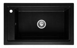 Graniteland Magra Granito Negro Fregadero de encimera 686 x 427 mm con banco de grifo y tapón de acero inoxidable 1208970616