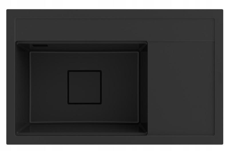 Graniteland Seta Lavabo de Granito Negro de Superficie 80x50 cm 1208970624