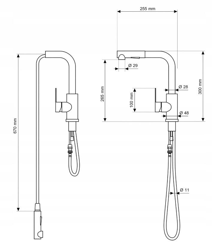 Grifo de Cocina Graniteland Celeste Metal de Arma de Fuego con Caño Extraíble y Ducha de Mano de Doble Función 1208970666