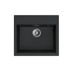 Dura Stretto fregadero sobre encimera de cuarzo negro de 56x51 cm con repisa para grifo 1208970690.