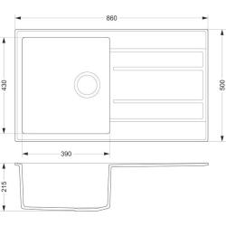 Fregadero de cuarzo Dura Stretto gris sobre encimera con escurridor 86x50 cm reversible 1208970695.