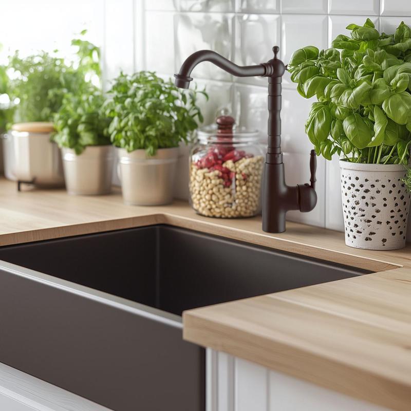 Grifo de cocina Verve de Graniteland negro con caño giratorio 1208970702