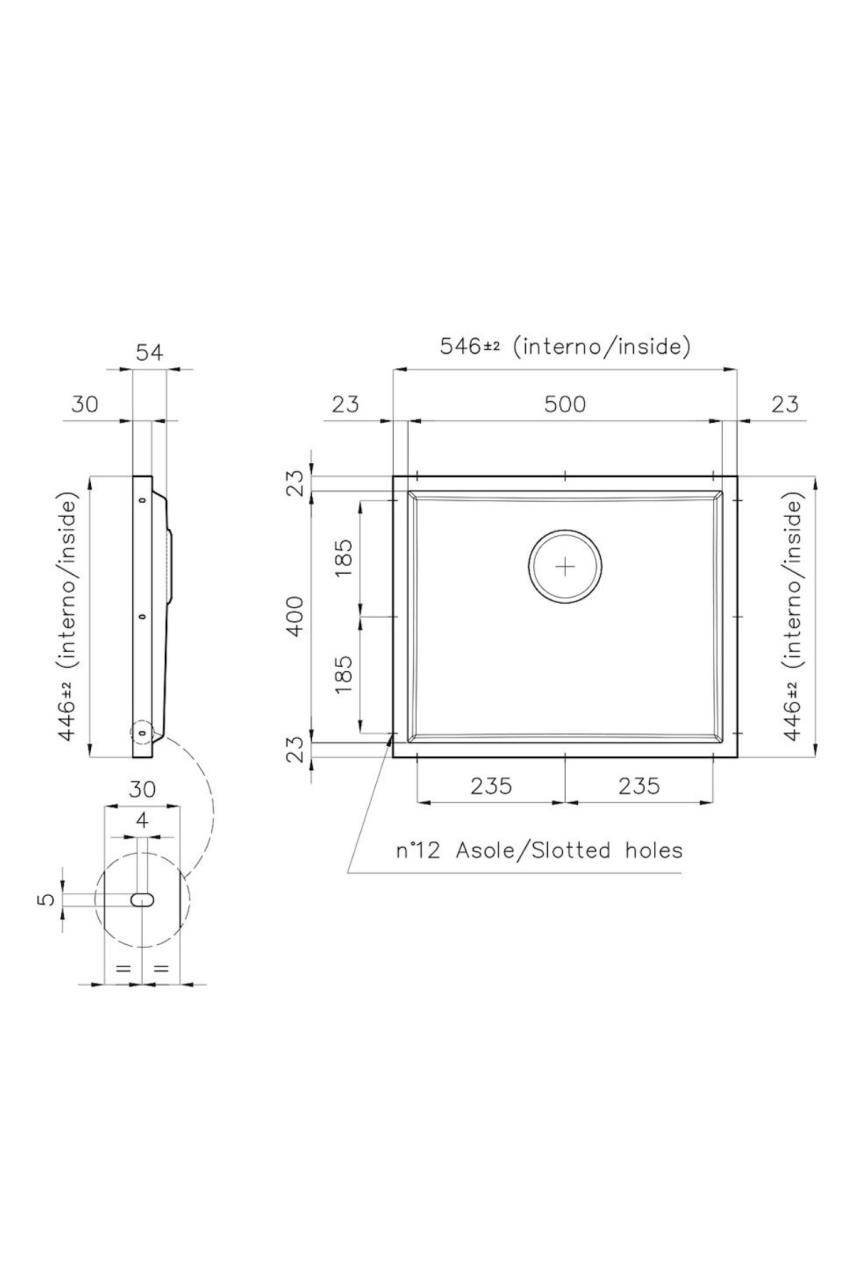 Foster Phantom Base Placa Inferior de Acero Inoxidable Fregadero de Encimera 50x40cm para Integración en Cerámica, Piedra Natural y Superficie Sólida de 20mm de Espesor 1208970717