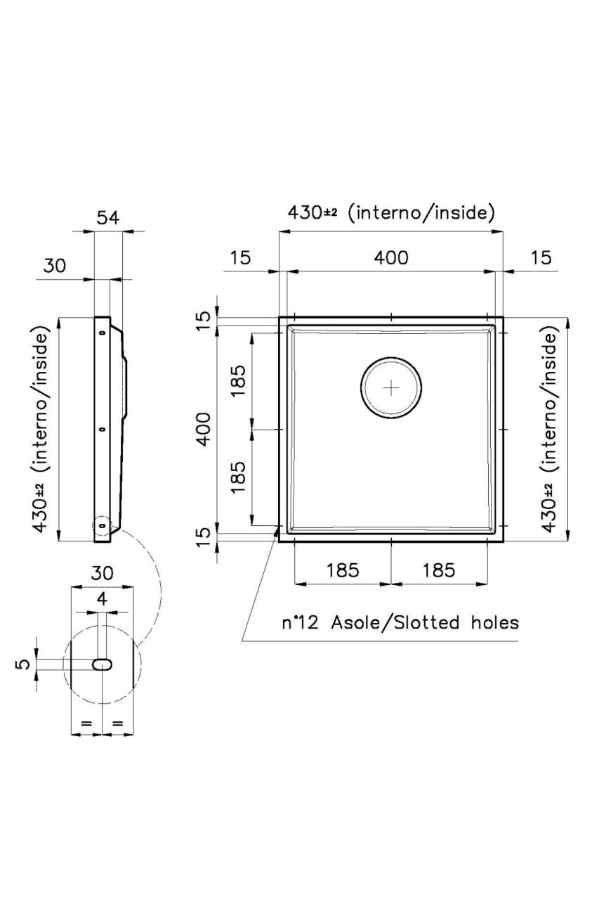 Foster Phantom Base RVS Placa Inferior Fregadero de Encimera 40x40cm para Integración en Cerámica, Piedra Natural y Superficie Sólida Espesor 20mm 1208970718.