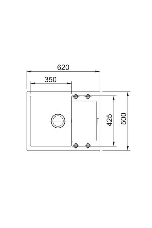 Franke Maris MRG 611-62 Fragranite Mate Negro Fregadero 62 x 50 cm Montaje con Zona de Escurrido 114.0628.964