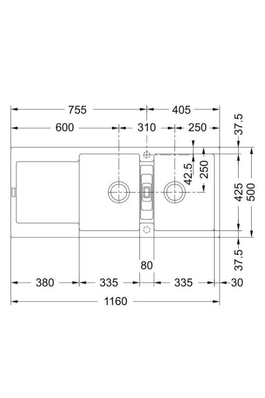 Franke Maris MRG 621 Fragranite Mate Negro Doble Fregadero 116 x 50 cm Montaje con Área de Escurrido 114.0628.970