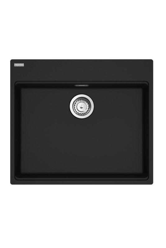 Franke Maris MRG 610-60 Cuidado Fragranite Mate Negro lavabo poco profundo para personas con discapacidades 635 x 559 mm Construcción con banco de orificios para grifo 114.0729.484
