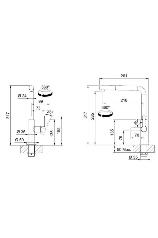 Franke Maris Slim L Grifo de Cocina Negro con Salida Extraíble 115.0728.394