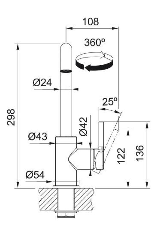 Franke Lina U Grifo de Cocina Giratorio Salida Negro 115.0728.474