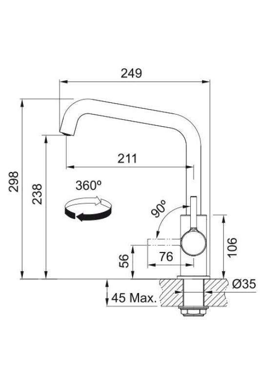 Franke Lina U Grifo de Cocina con Salida Giratoria Cromo 115.0728.473