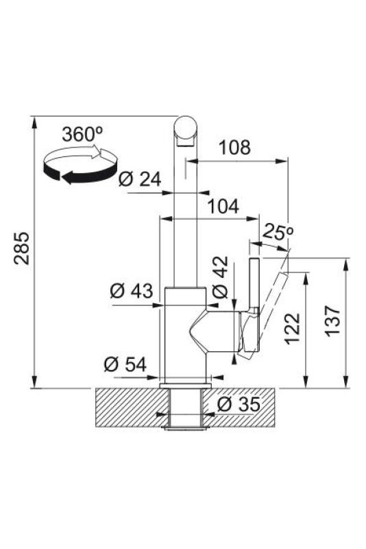 Franke Lina L Grifo de cocina Onyx con salida extensible 115.0728.484