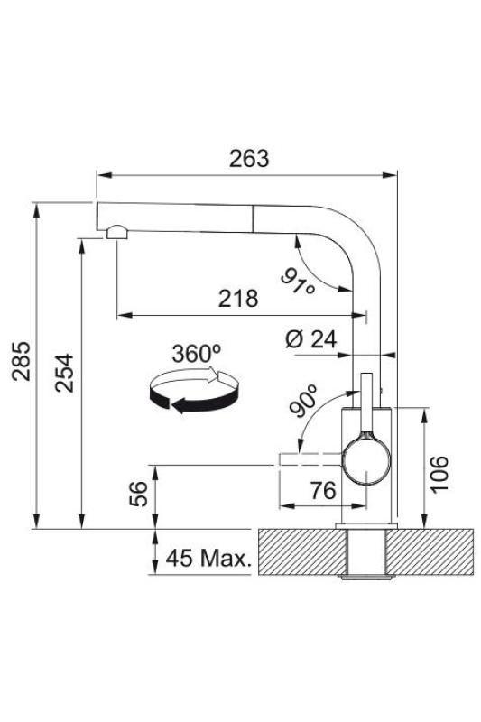Grifo de cocina Franke Lina L Polar white con salida extraíble 115.0728.485