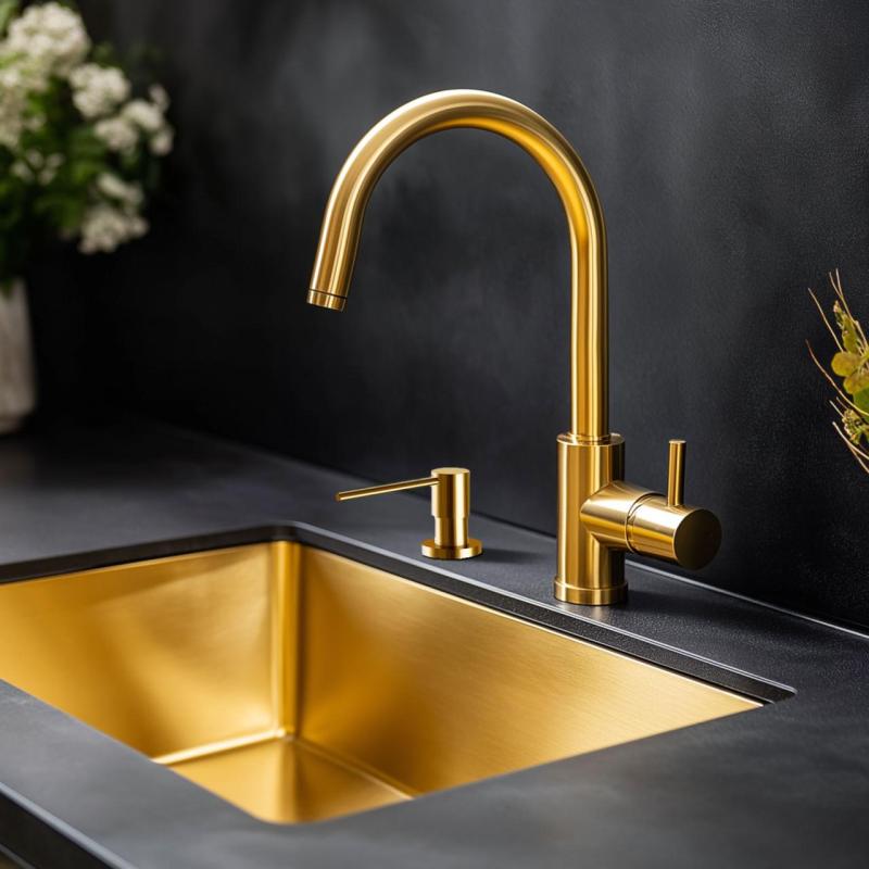 Dispensador de Jabón Empotrado Ausmann Lirio Dorado, recargable desde arriba 1208971199