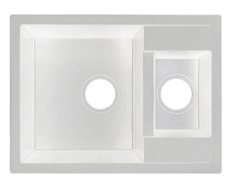 GraniteMy Smart extra superficial 1,5 lavabo de granito blanco incorporado 58x44cm con tapón de cobre 1208970052