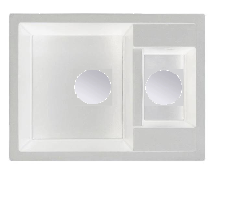 GraniteMy Smart extra superficial 1,5 lavabo de granito blanco incorporado 58x44cm con tapón de cobre 1208970052