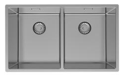 Pure.Sink Prestige Doble fregadero de acero inoxidable 70x40 cm radio de 10mm para montaje inferior, empotrado y superior PPG343440-02