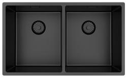 Pure.Sink Prestige Doble fregadero de metal de arma 70x40 cm radio de 10mm para montaje inferior, montaje al ras y montaje superior PPG343440-61