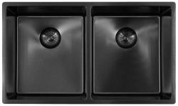 Pure.Sink Prestige Doble fregadero de metal de arma 70x40 cm radio de 10mm para montaje inferior, montaje al ras y montaje superior PPG343440-61