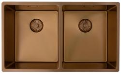 Pure.Sink Prestige Doble fregadero de cobre 70x40cm radio de 10mm para montaje inferior, montaje empotrado y montaje superior PPG343440-62